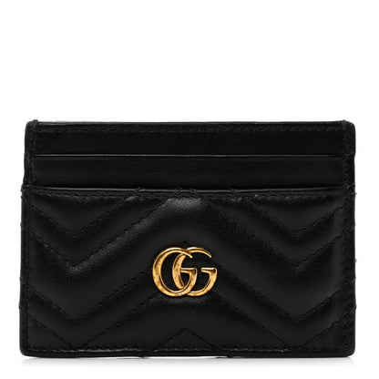 Gucci Calfskin Matelasse GG Marmont Card Holder Black 1 of 7