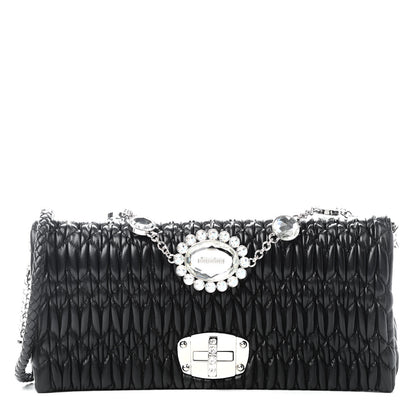 Miu Miu Nappa Matelasse Crystal Flap Clutch Black 1 of 8