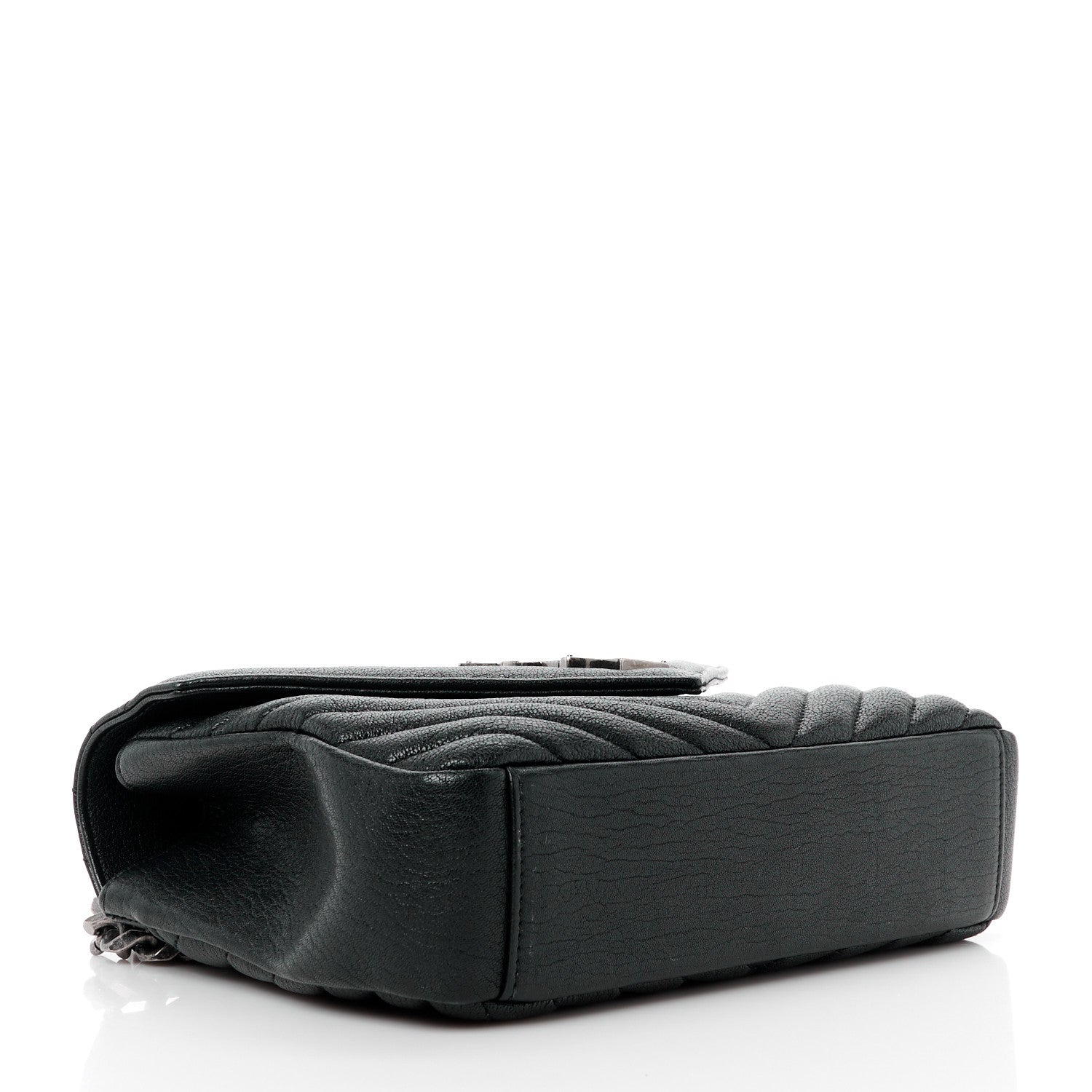 Saint Laurent Sheepskin Matelasse Chevron Monogram Medium College Bag Black 4 of 13