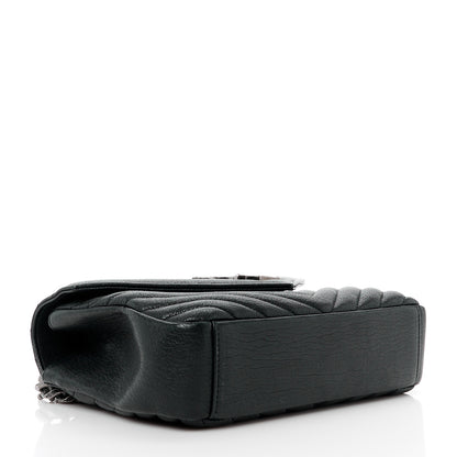 Saint Laurent Sheepskin Matelasse Chevron Monogram Medium College Bag Black 4 of 13