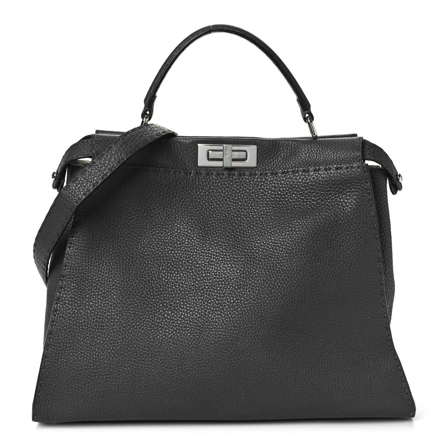 Cuoio Romano Selleria Bi-Color Large Peekaboo Iconic Satchel Asfalto Latte