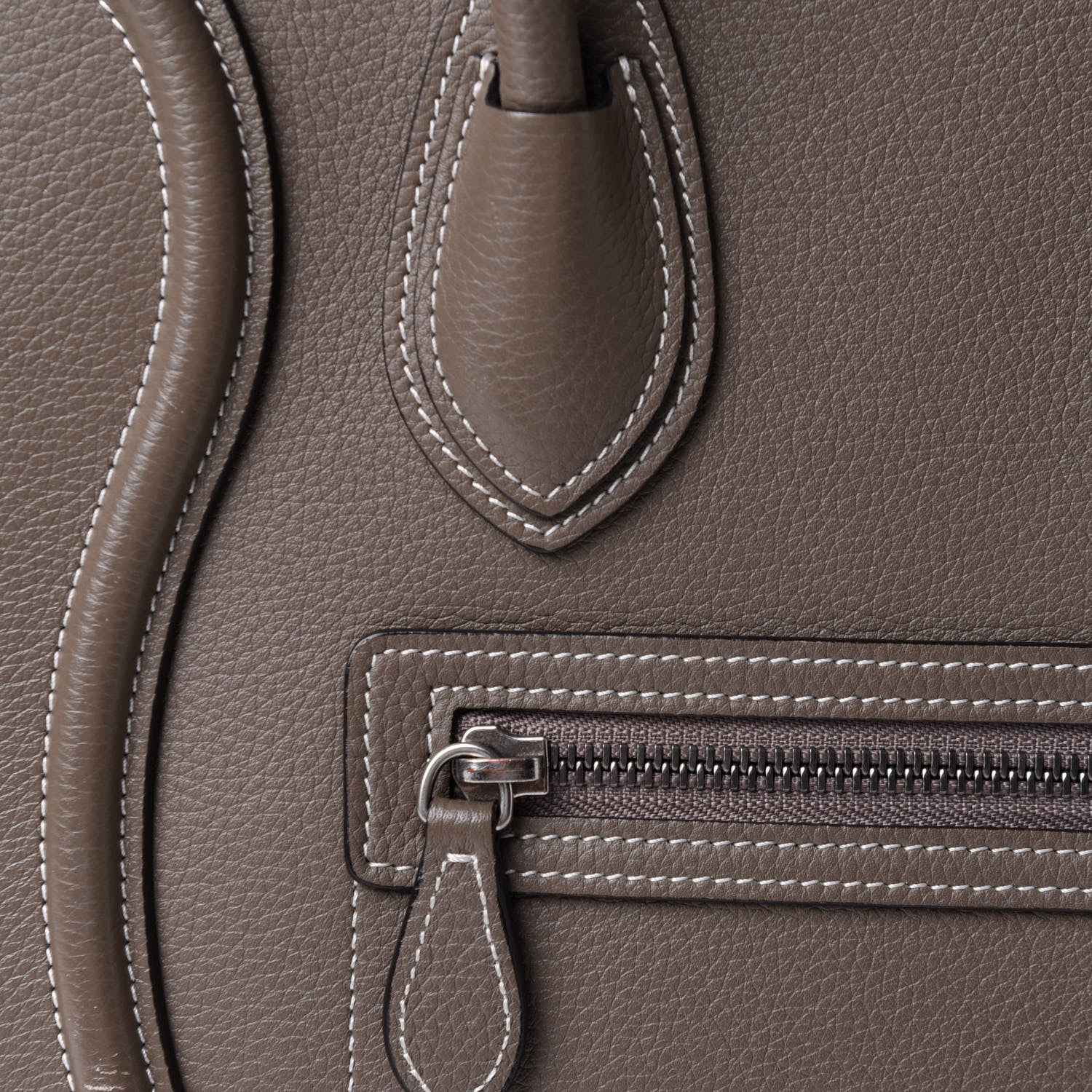 Celine Drummed Calfskin Micro Luggage Souris 7 of 10