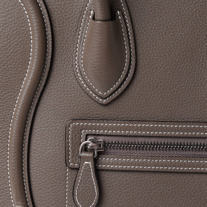 Celine Drummed Calfskin Micro Luggage Souris 7 of 10
