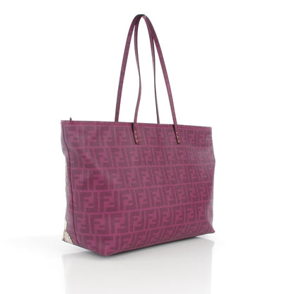 Fendi Zucca Spalmati Floral Embroidered Large Roll Tote Purple 3 of 9