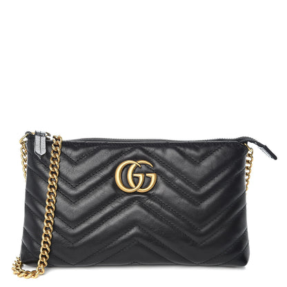 Gucci Calfskin Matelasse Mini GG Marmont Chain Bag Black 1 of 11
