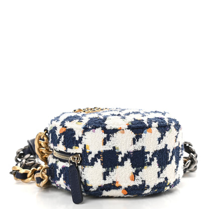 Chanel Tweed Chanel 19 Round Clutch With Chain Ecru Navy Blue Multicolor 4 of 8
