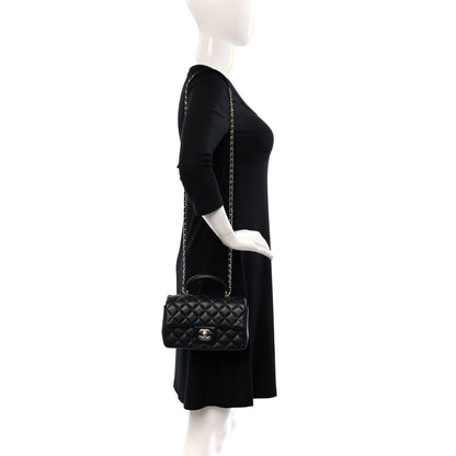 Chanel Lambskin Quilted Mini Top Handle Rectangular Flap Black 2 of 11