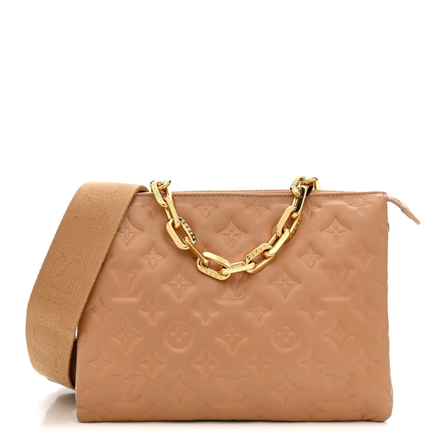 Louis Vuitton Lambskin Embossed Monogram Coussin PM Camel 1 of 11