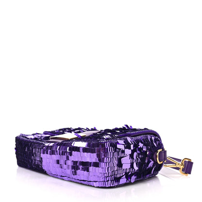 Fendi Sequin Paillettes Shiny Nappa Sex and the City Baguette Viola Purple Rain 6 of 8