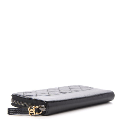 Chanel Aged Calfskin Quilted Large Gabrielle Zip Around Wallet Black 4 of 7
