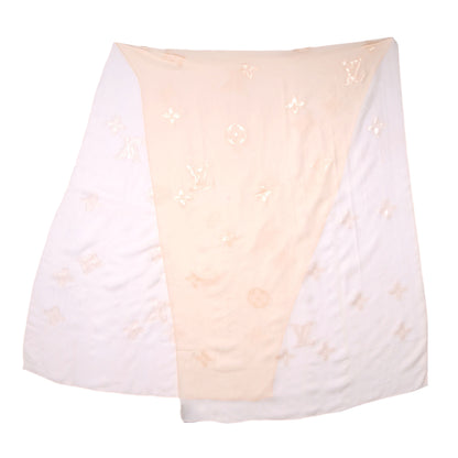 Louis Vuitton Silk Polyamide Glitter Monogram Shawl Beige 3 of 5