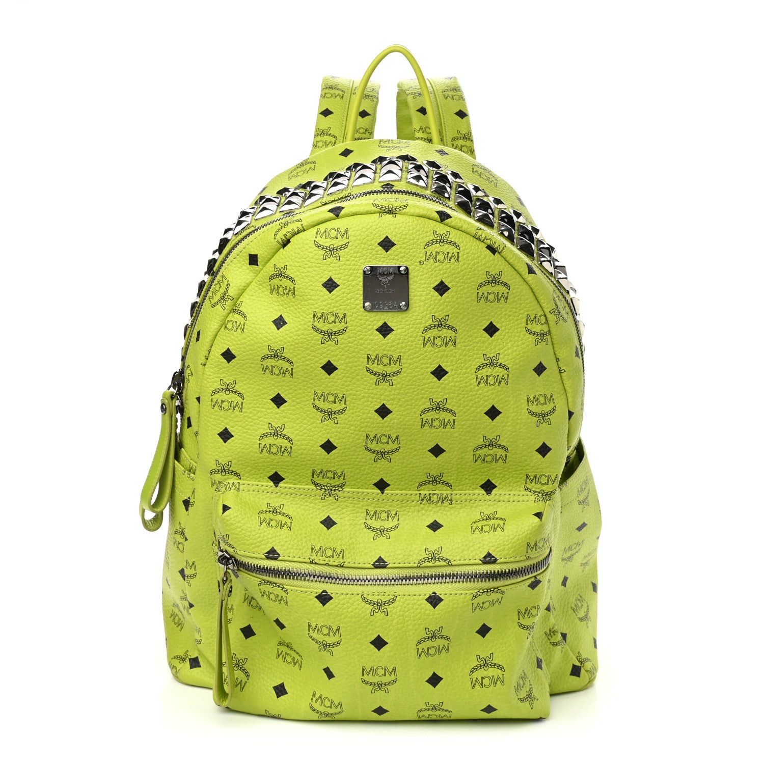 MCM Visetos Crown Stud Medium Stark Backpack Green 1 of 9