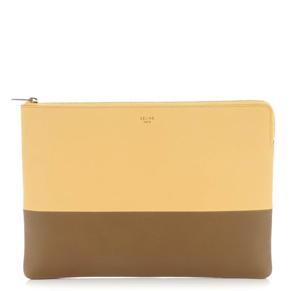 Celine Lambskin Bi-Color Solo Clutch Pouch Beige Butter 1 of 7