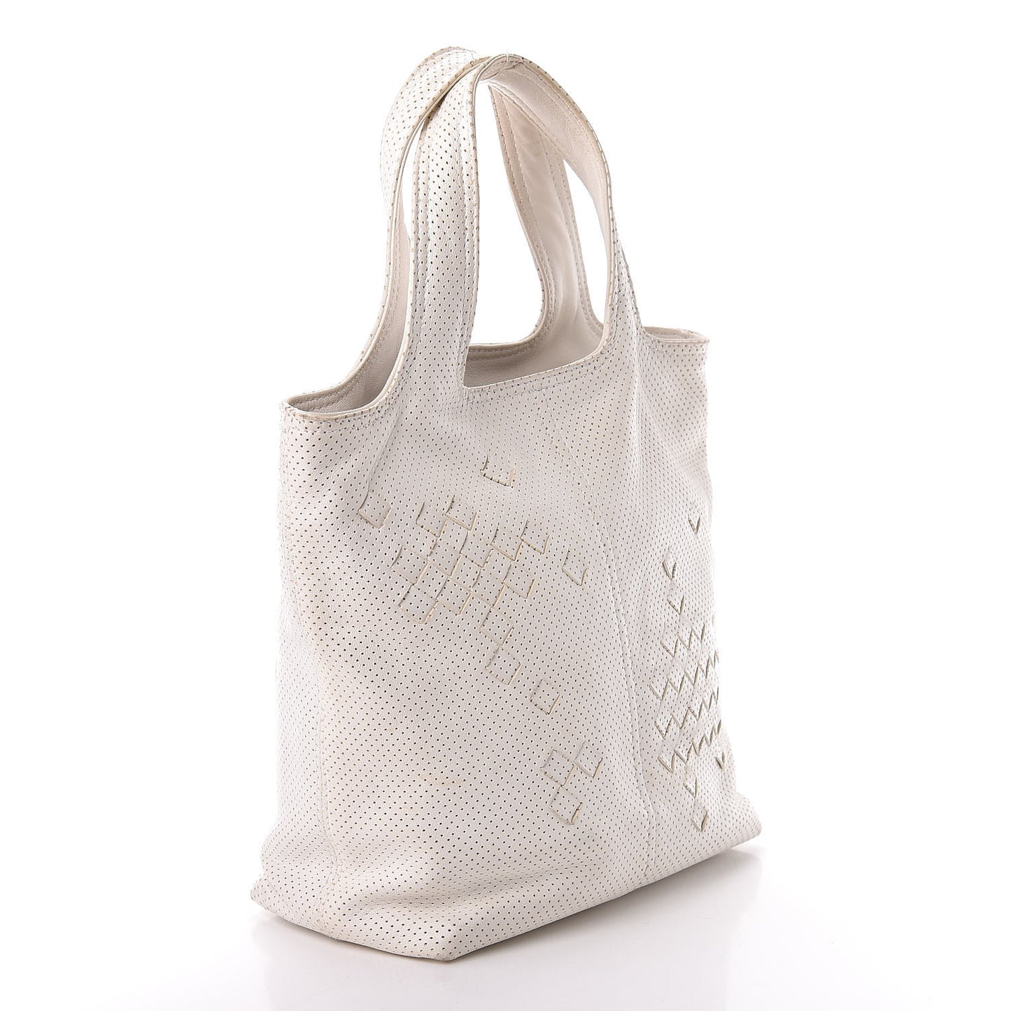 Nappa Intrecciato Perforated Regent Tote White