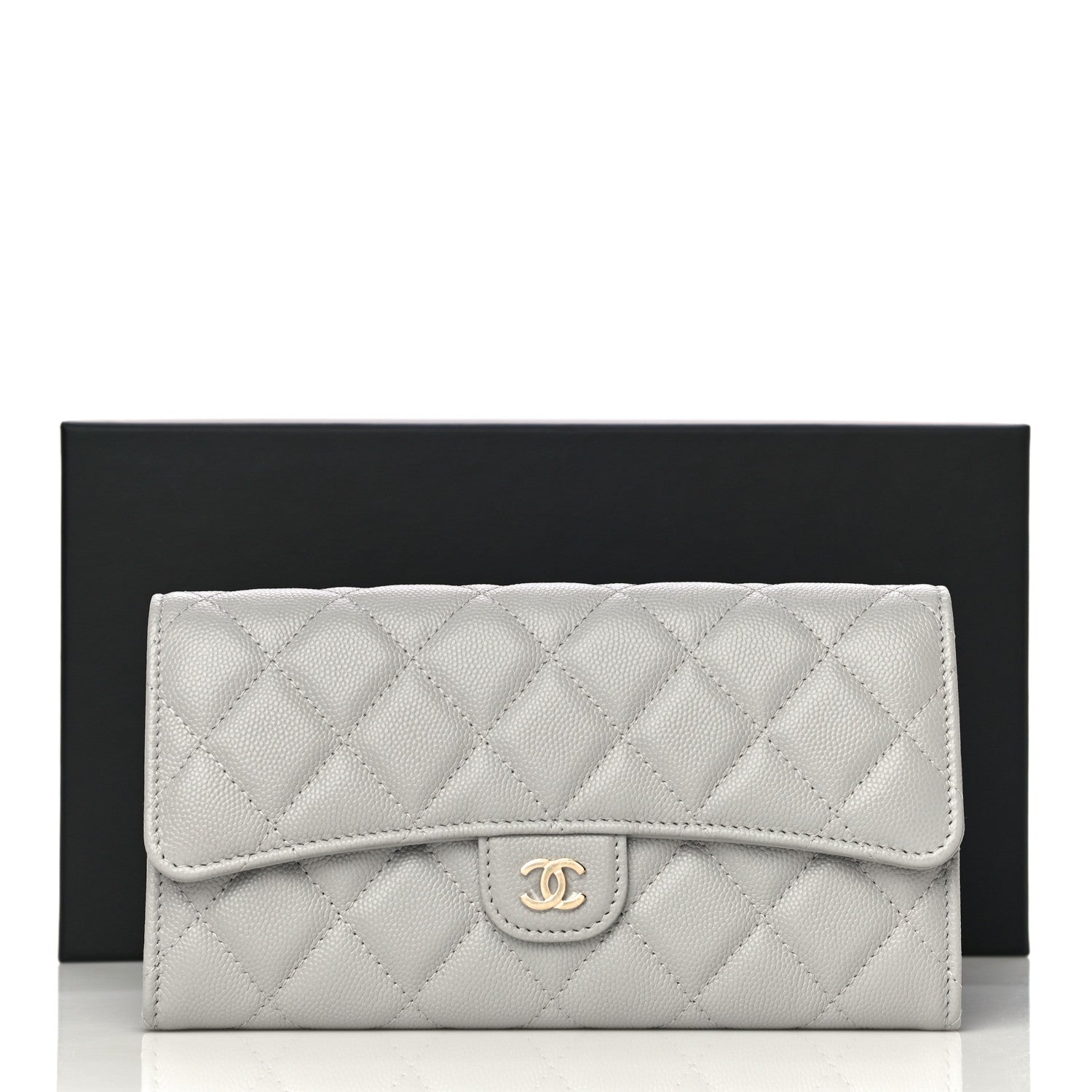 Chanel Caviar Quilted Large Flap Wallet Grey 12 of 12