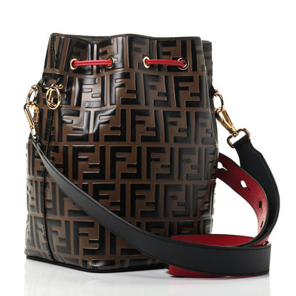 Fendi Vitello Grace F is Fendi Bi-Color FF 1974 Embossed Grande Mon Tresor Bucket Bag Maya Black Fragola 2 of 3