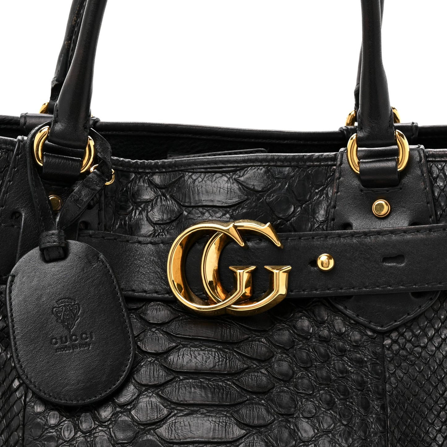 Snakeskin Large GG Running Tote Black