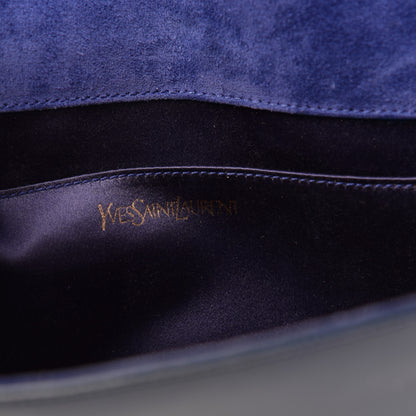 Saint Laurent Patent Calfskin Monogram Large Belle De Jour Clutch Royal Blue 6 of 11