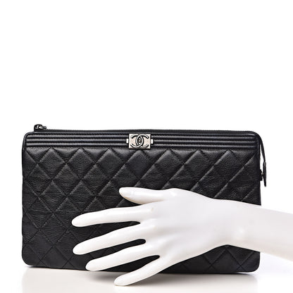 Chanel Calfskin Quilted Small Zipped Boy Pouch Black 2 of 13