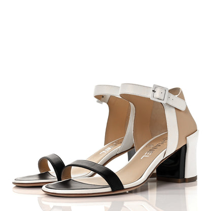 Chanel Lambskin CC Sandals 36.5 Ivory Black 3 of 9