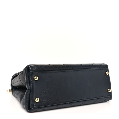 Chanel Grained Calfskin Chevron Stitched Small Chic Top Handle Flap Black 4 of 12