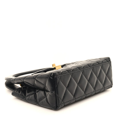 Chanel Shiny Aged Calfskin Quilted Nano Kelly Shopper Black 4 of 11