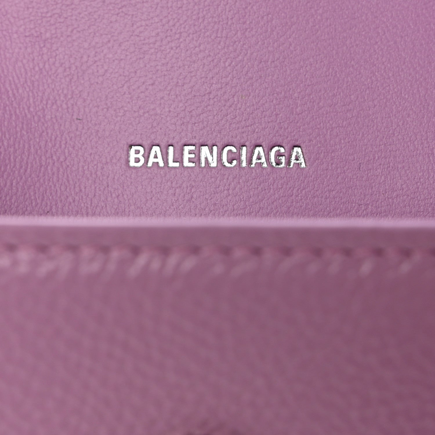 Balenciaga Grained Calfskin Tonal B Hourglass Chain Cardholder Lilac 6 of 7