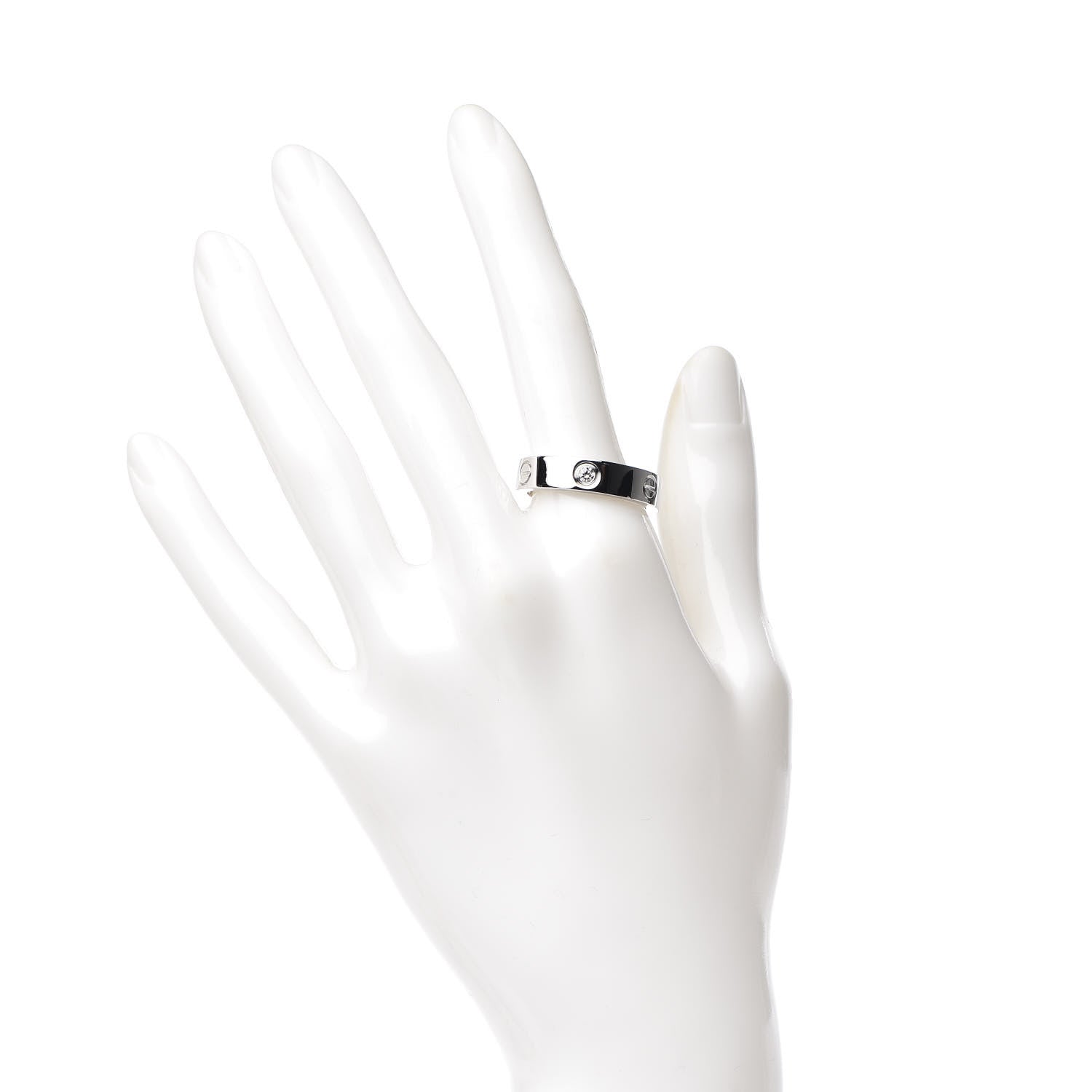Cartier 18K White Gold 3 Diamond 5.5mm LOVE Ring 61 9.5 2 of 5