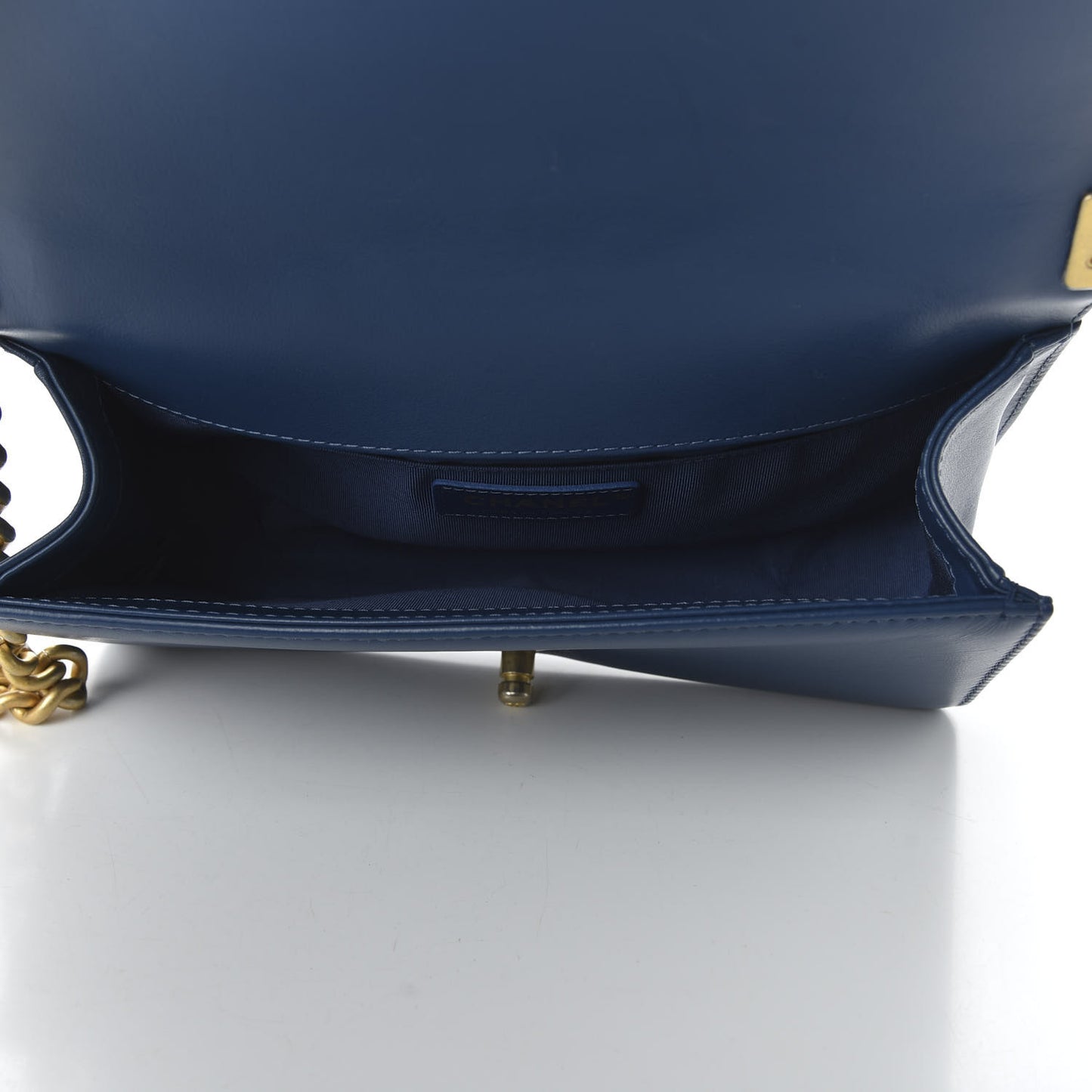 Calfskin Quilted Medium Top Handle Boy Flap Blue