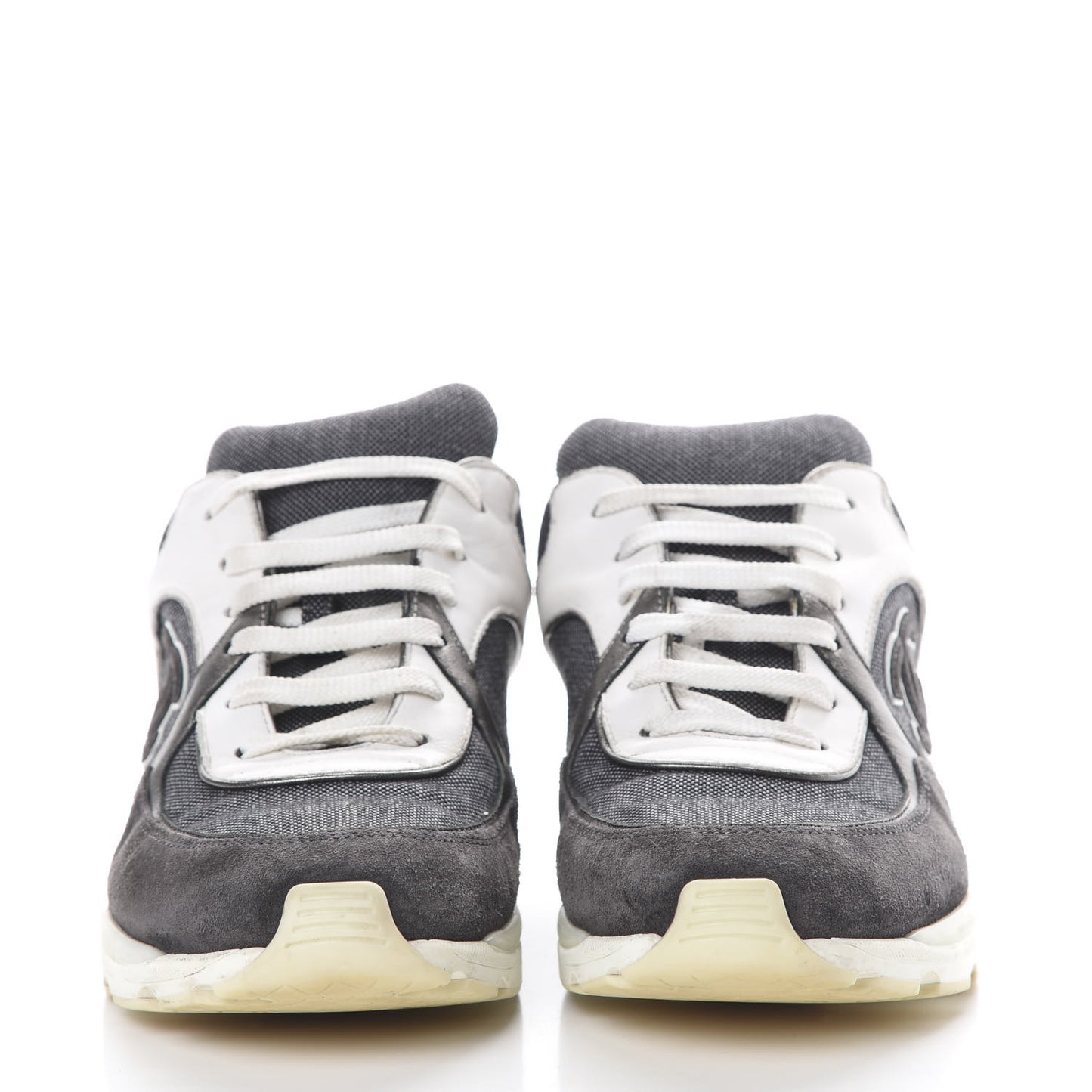 Denim Suede Calfskin CC Sneakers 40.5 Grey