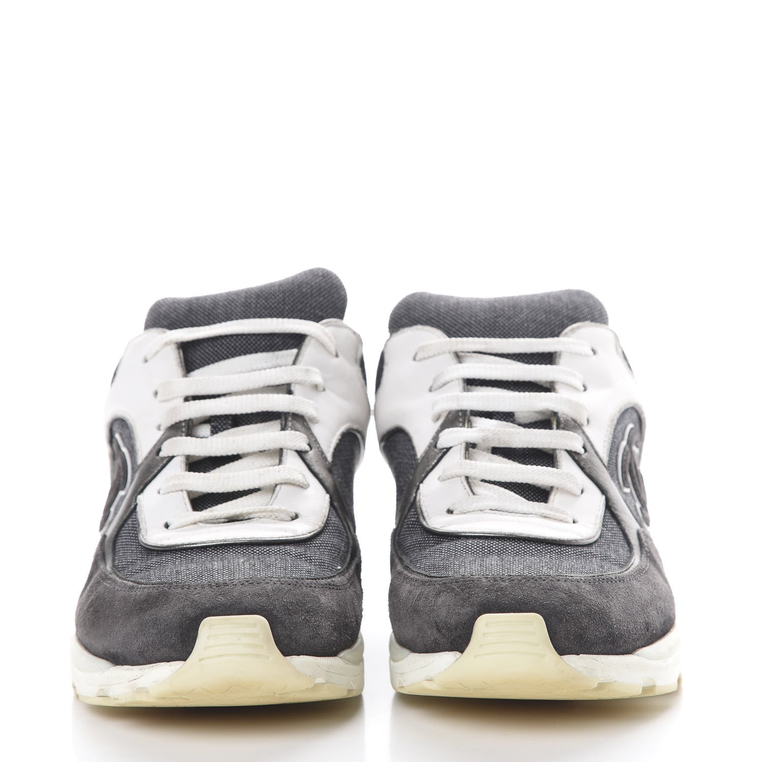 Chanel Denim Suede Calfskin CC Sneakers 40.5 Grey 2 of 15