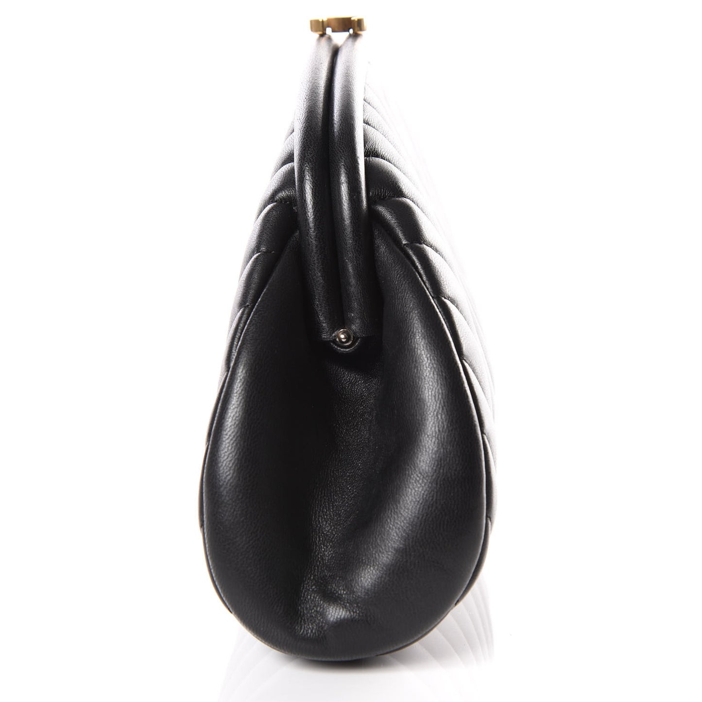 Lambskin Chevron Quilted Timeless Clutch Black