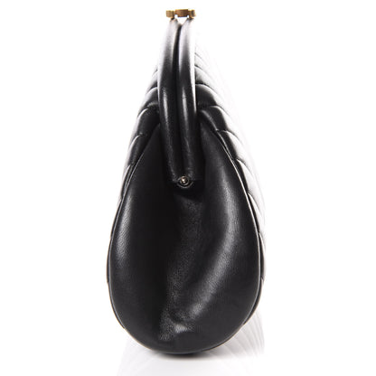 Chanel Lambskin Chevron Quilted Timeless Clutch Black 7 of 10