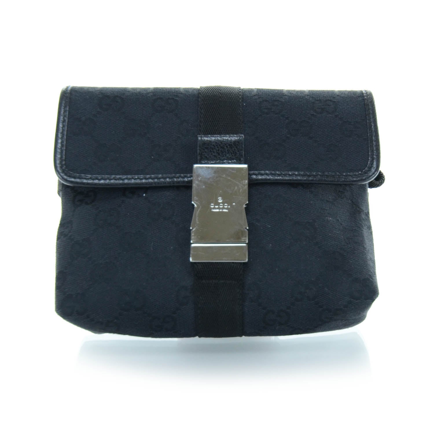 Gucci GG Monogram Web Buckle Belt Bag Black 1 of 10