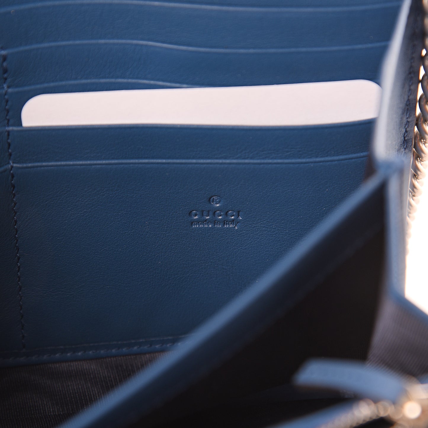 GG Supreme Monogram Blooms Mini Dionysus Chain Wallet Beige Blue Navy Vintage Blue