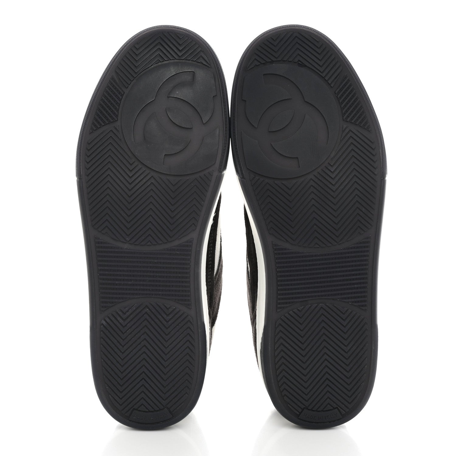 Chanel Suede Kidskin Womens CC Sneakers 38 Black White 5 of 9
