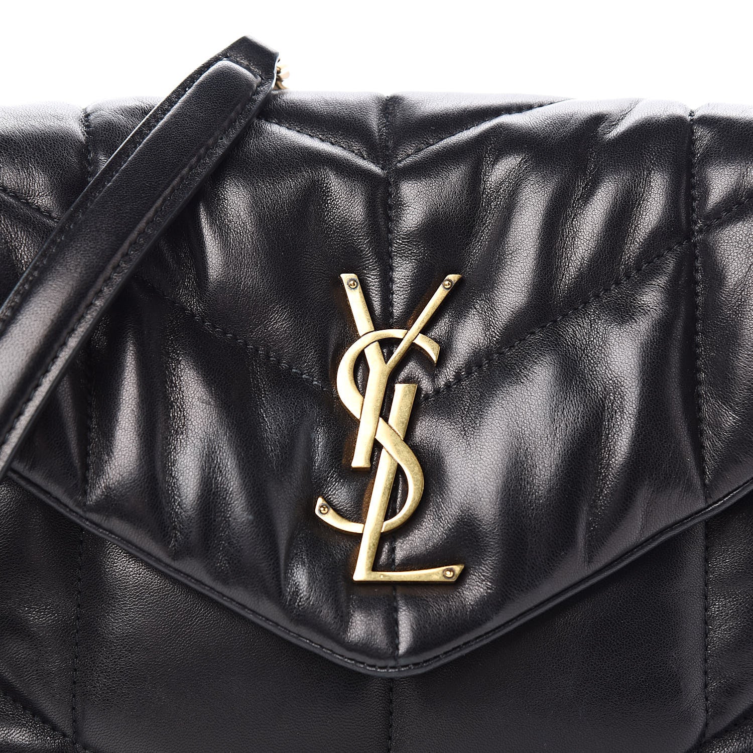 Saint Laurent Lambskin Quilted Small Loulou Puffer Monogram Chain Satchel Black 12 of 12