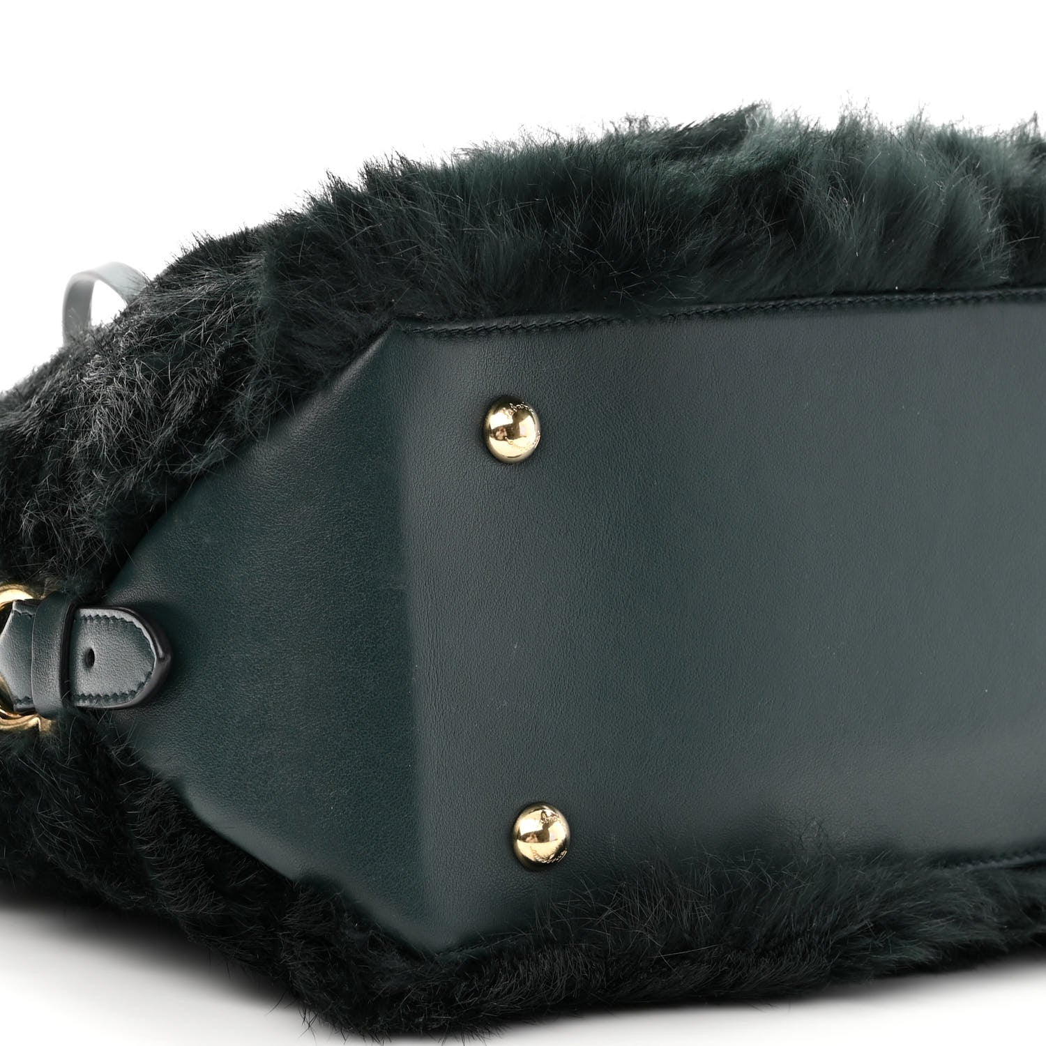 Salvatore Ferragamo Fur Calfskin Fiamma Bag Dark Green 7 of 9