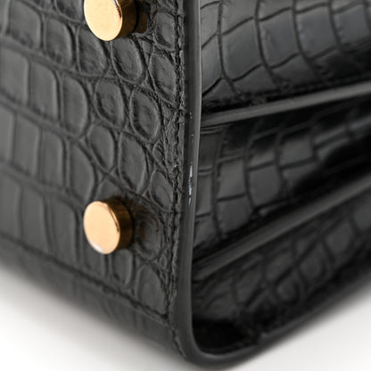 Saint Laurent Calfskin Crocodile Embossed Baby Sac De Jour Black 11 of 11