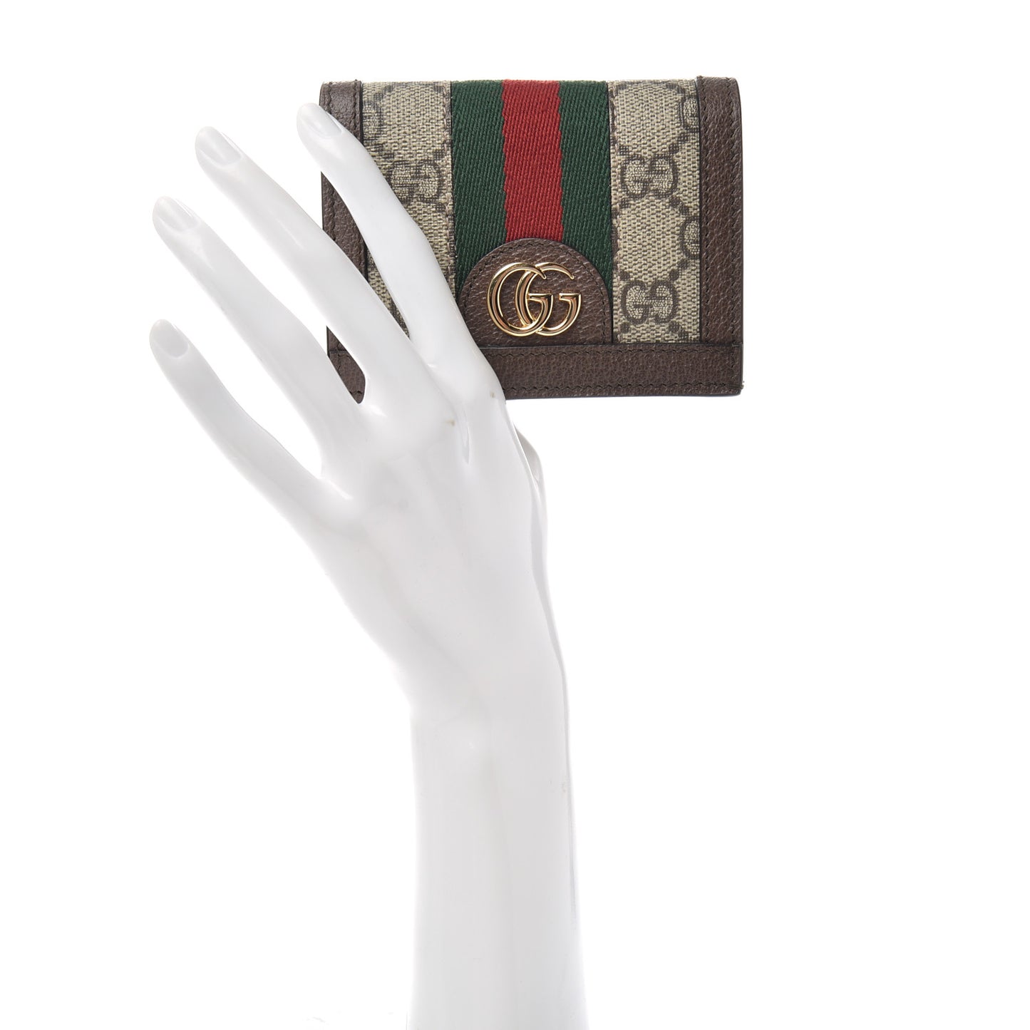 GG Supreme Monogram Web Ophidia Card Case Beige New Acero