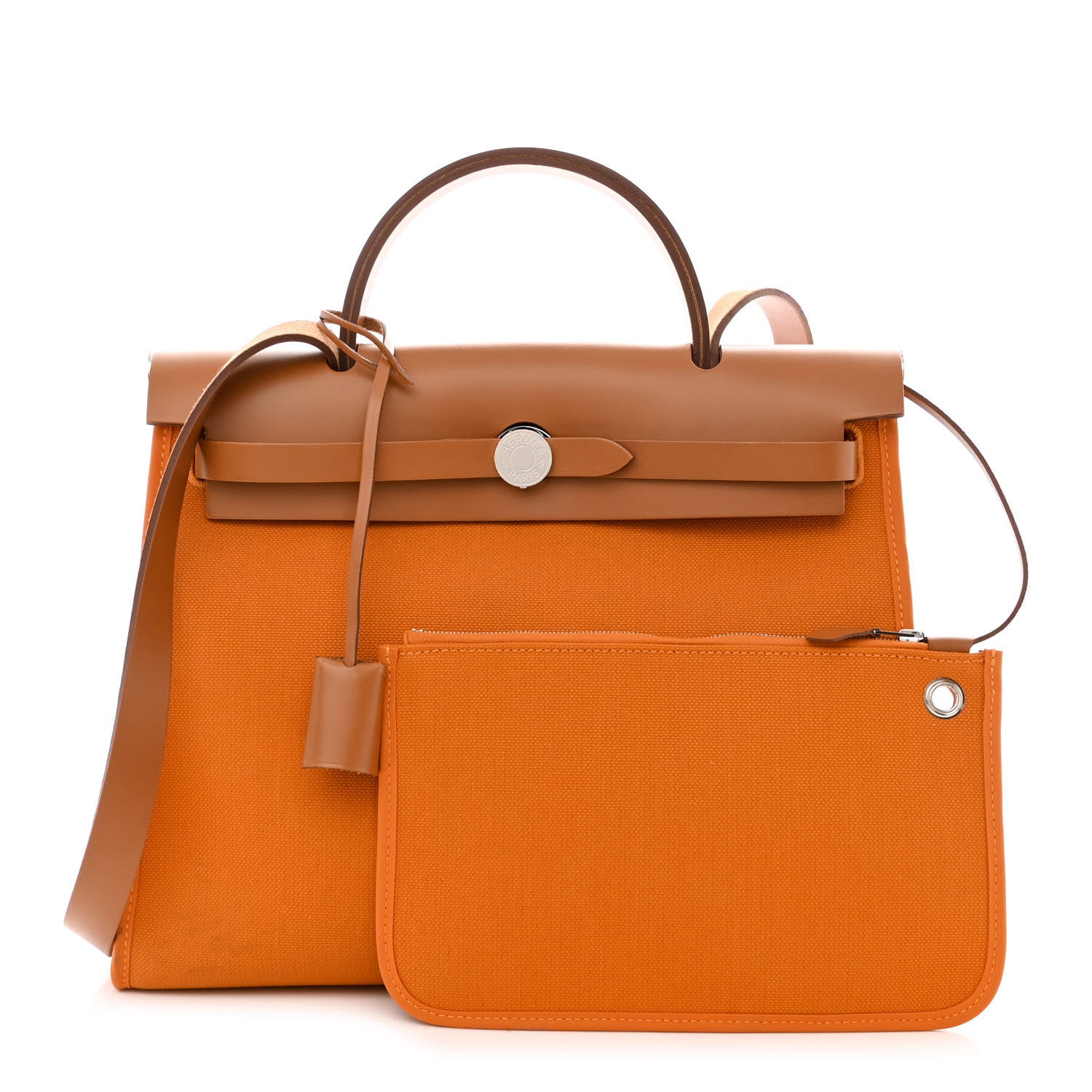 Hermes Toile Officer Vache Hunter Herbag Zip 31 PM Jaune Ambre Natural 1 of 13