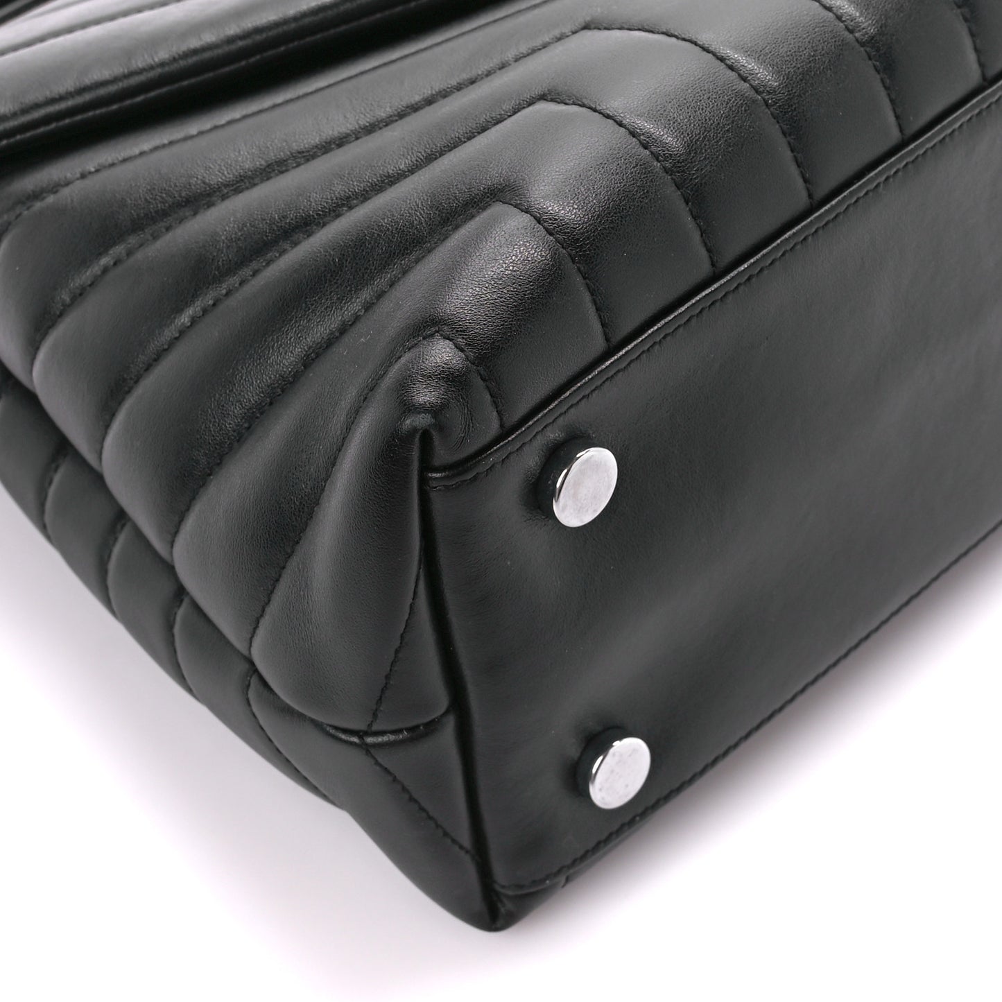 Calfskin Y Quilted Monogram Medium Loulou Satchel Black