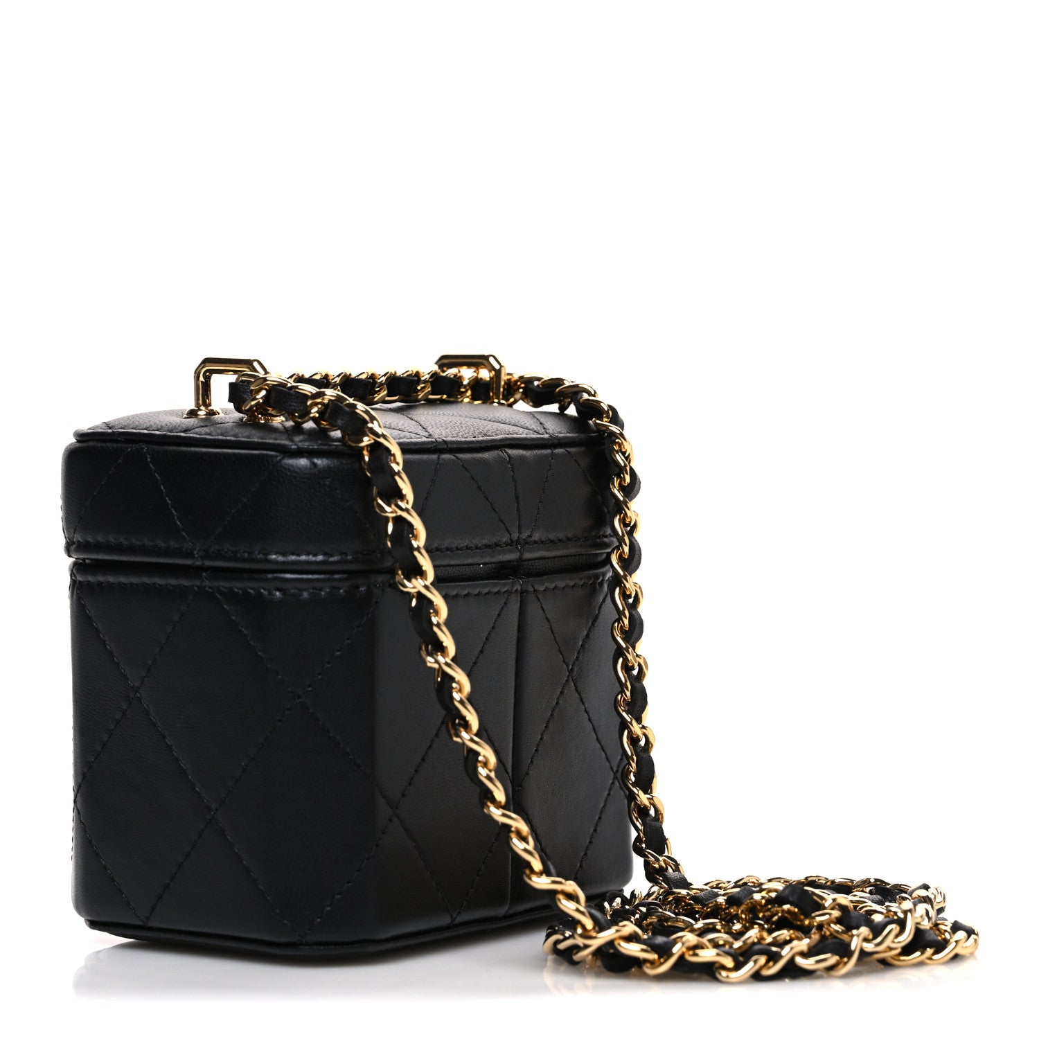Chanel Lambskin Quilted Vanity Clutch With Chain Black 2 of 9