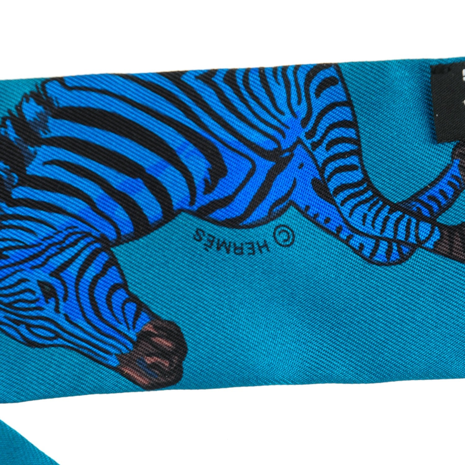 Hermes Silk Les Zebres Twilly Canard Noir Bleu Roy 3 of 8