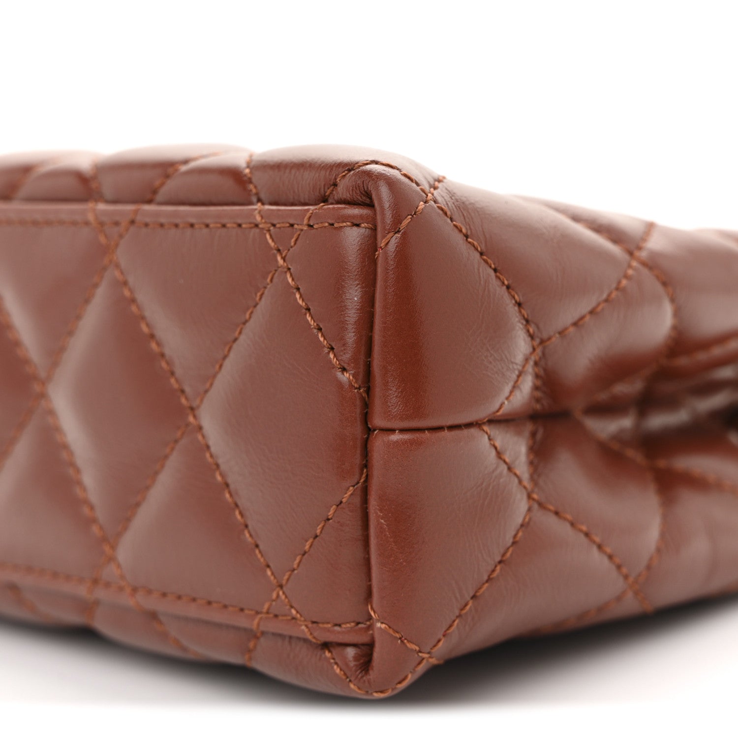 Chanel Shiny Aged Calfskin Quilted Nano Kelly Shopper Brown 10 of 11