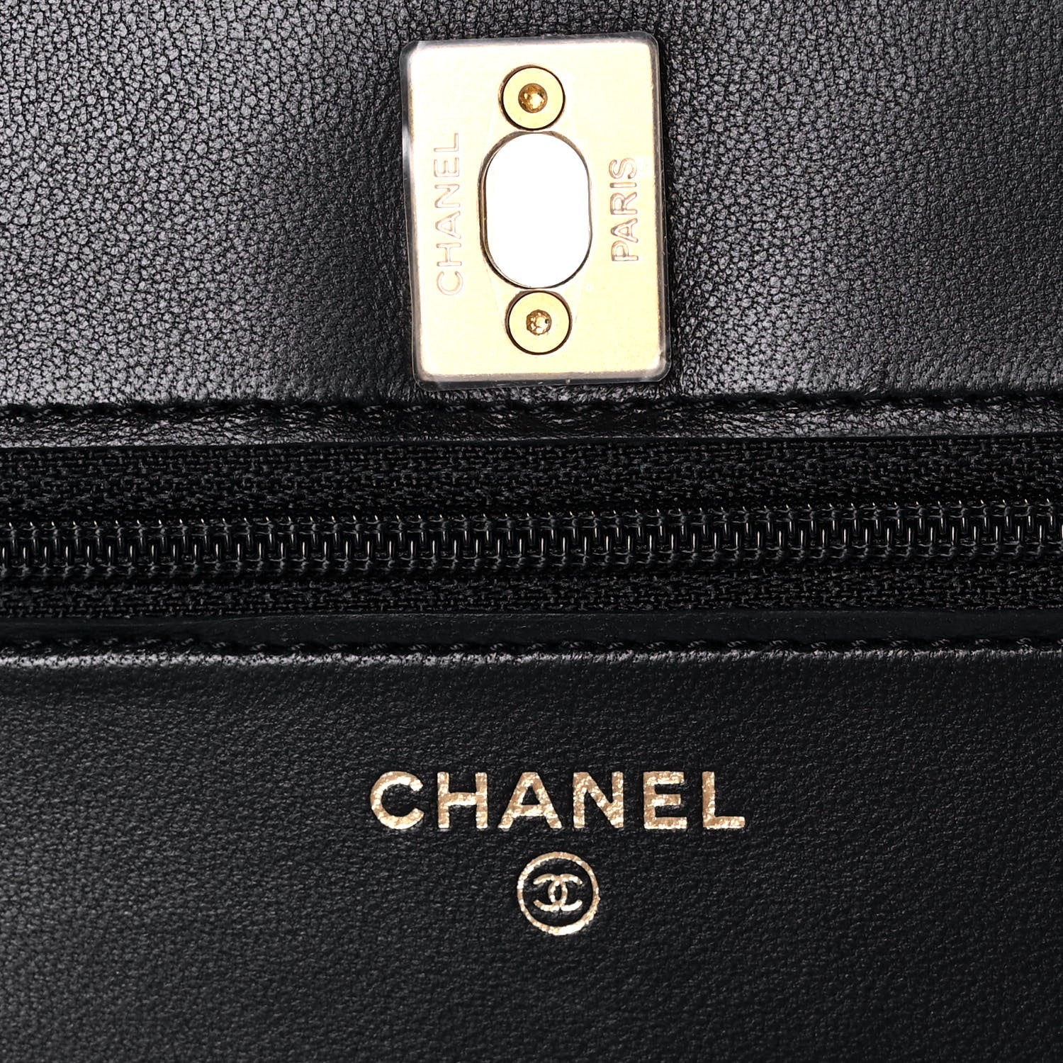 Chanel Lambskin Quilted CC Pearl Crush Wallet on Chain WOC Black 6 of 14