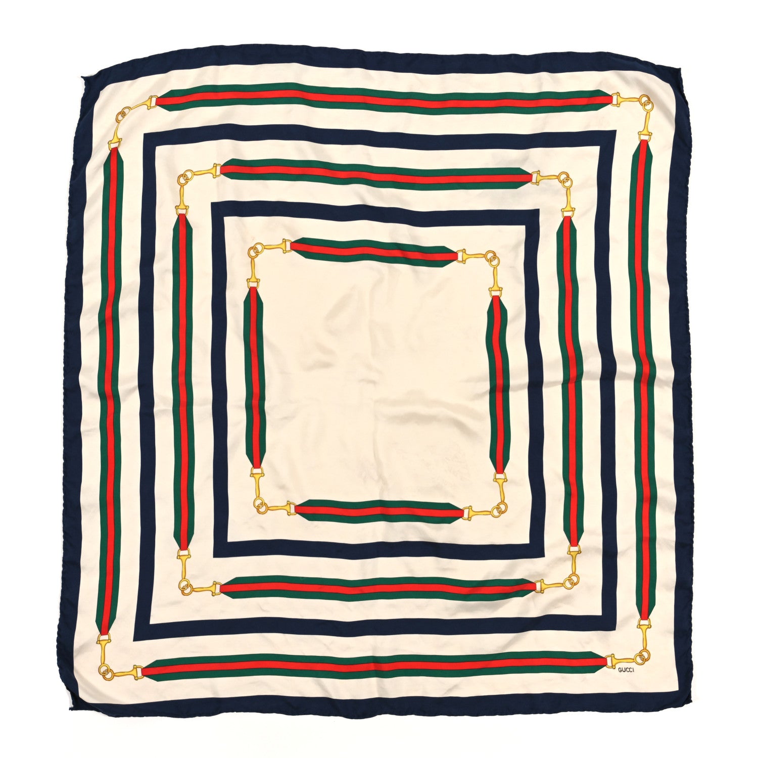 Gucci Silk Interlocking G Horsebit Scarf Ivory 1 of 3