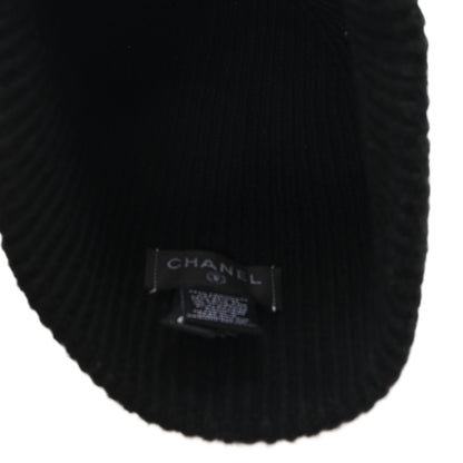 Chanel Cashmere Silk CC Beanie Hat Black Pink 4 of 5