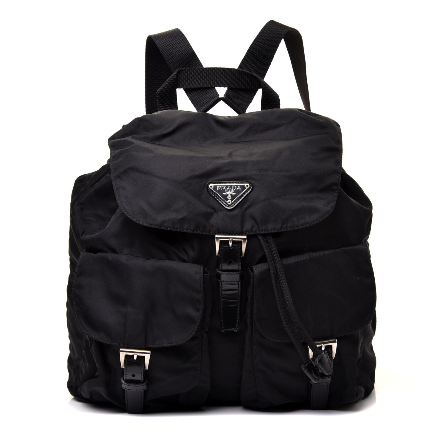 Tessuto Nylon Vela Saffiano Large Backpack Black