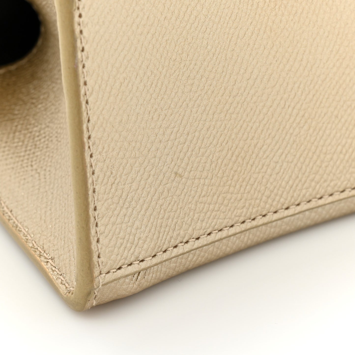 Metallic Grained Calfskin Hourglass Top Handle Bag XS Light Gold